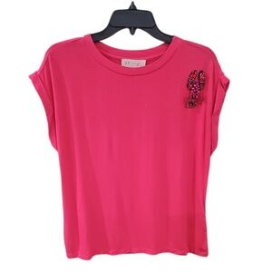 Philosophy Pink Short Sleeve Top with Lobster Embellishment Size M NWOT